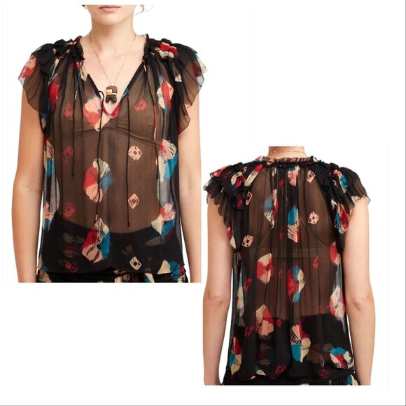 Ulla Johnson Marilyn Top in Nocturne, Silk Chiffon,  PF23 NWT Size 2 - Picture 14 of 15